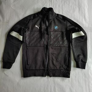 Puma BMW Motorsport T7 Track Jacket Kid's Boy's Medium Black White Zip Front